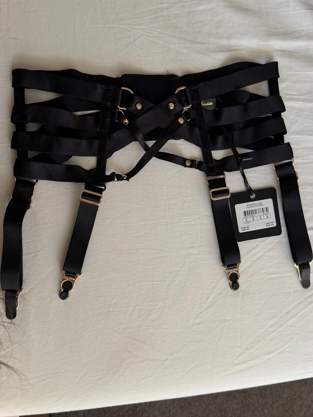 Honey Birdette Stephanie Suspender Midi Black Strappy Garter Belt